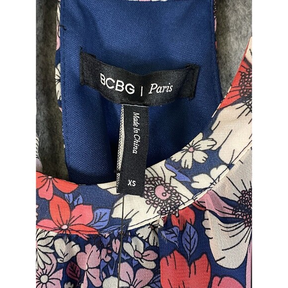 BCBG Paris Dress Womens XS Blue Pink Halter Floral Chiffon Handkerchief Hem Boho - Picture 15 of 15